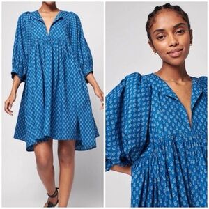 Faherty Lyla 100% Organic Cotton Puff Sleeves
Dress In Indigo Gobi Floral